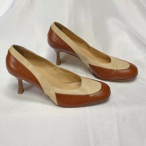 Cole Haan City Tan & Brown Leather Slip-on Heels